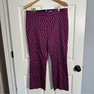 ALICE + OLIVIA Michiko Pintuck Daisy Print Pants Navy/Red Size 10